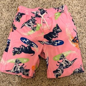 Lands' End Kids Pink Dinosaur Swim Trunks